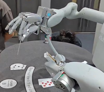 The SharpaWave robotic hand on display, demonstrating its fine manipulation capabilities.